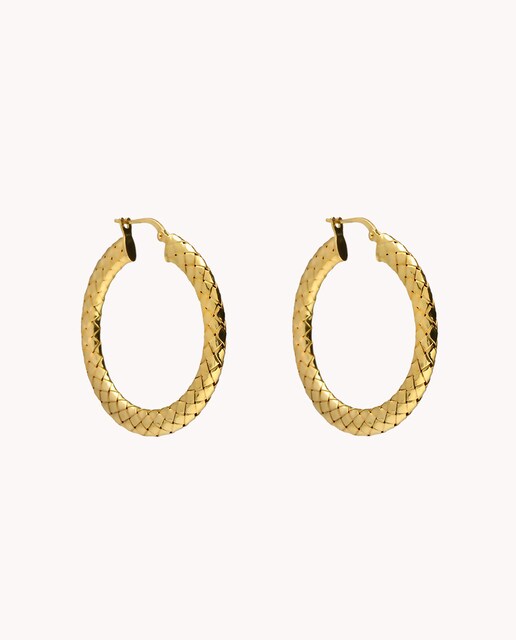 Imagen 0 de Pendientes de aro trenza espiga de plata de ley 925 bañada en oro