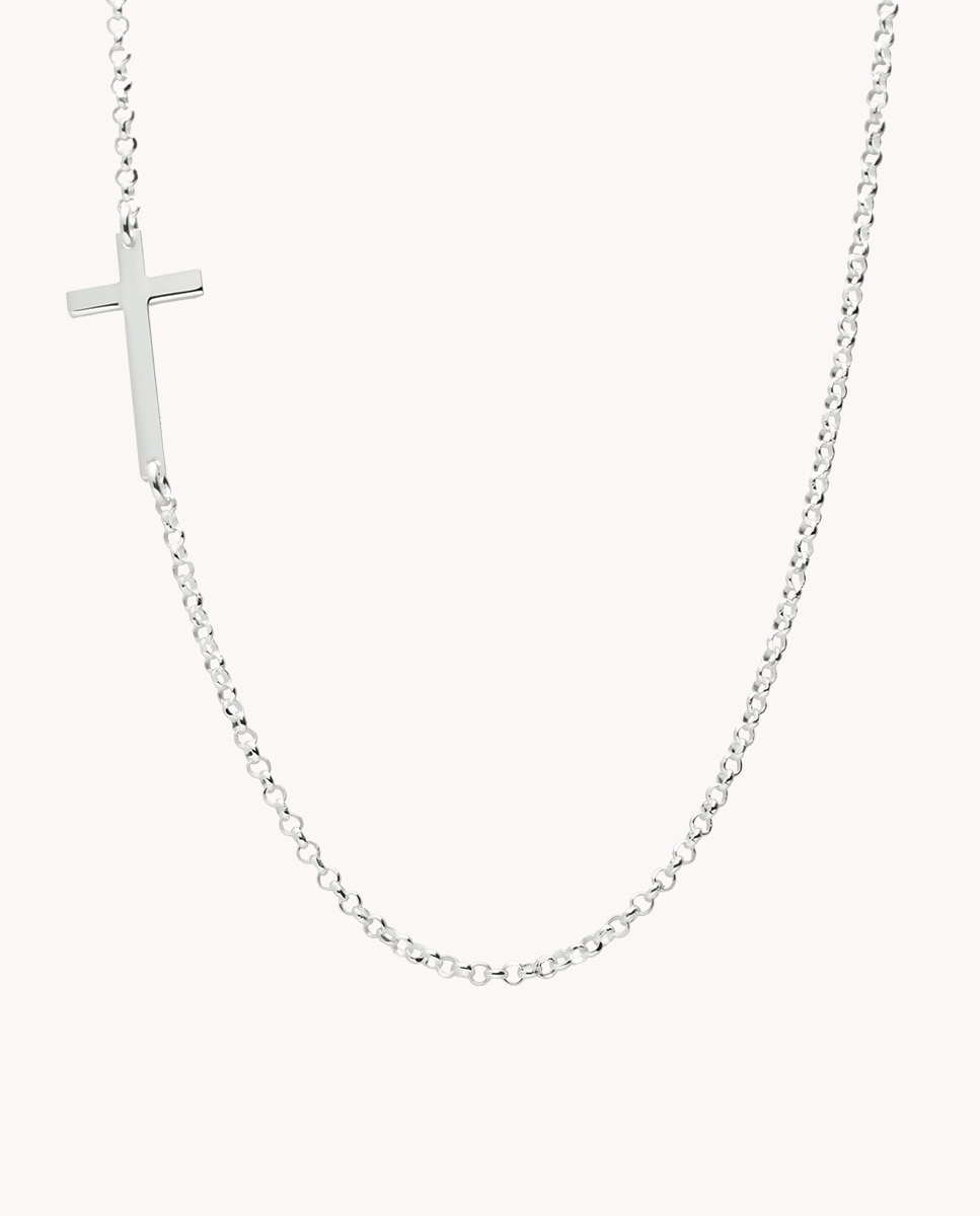 Collar cruz Media Lateral de plata - OKsilver - Plateado Plateado-1