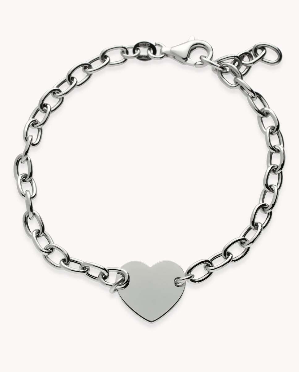 Pulsera Corazón Central Cadena de plata de ley 925 bañada en rodio - OKsilver - Plateado Plateado-1