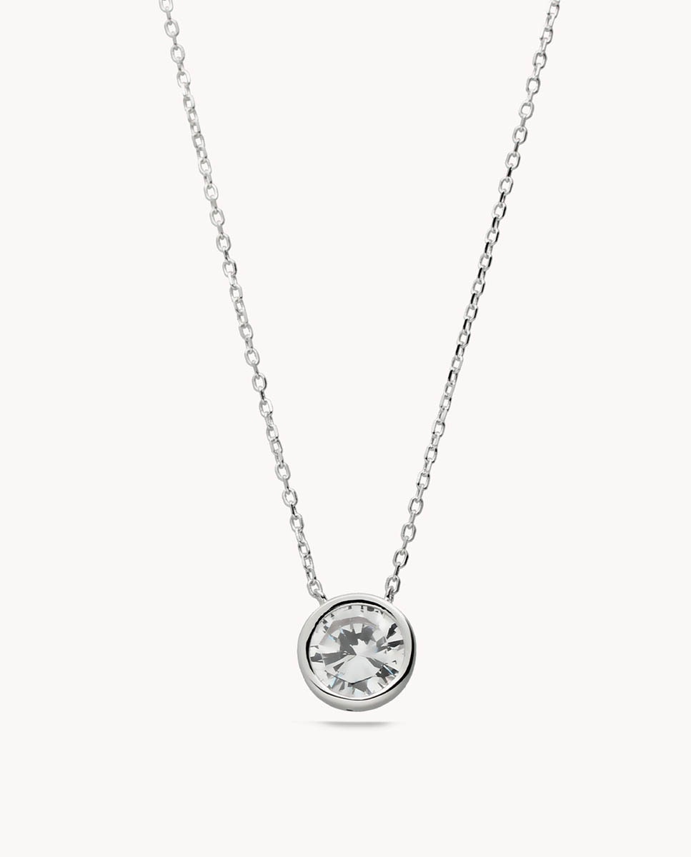 Collar solitario Sira de plata bañada en rodio Plateado OKsilver Plateado-1