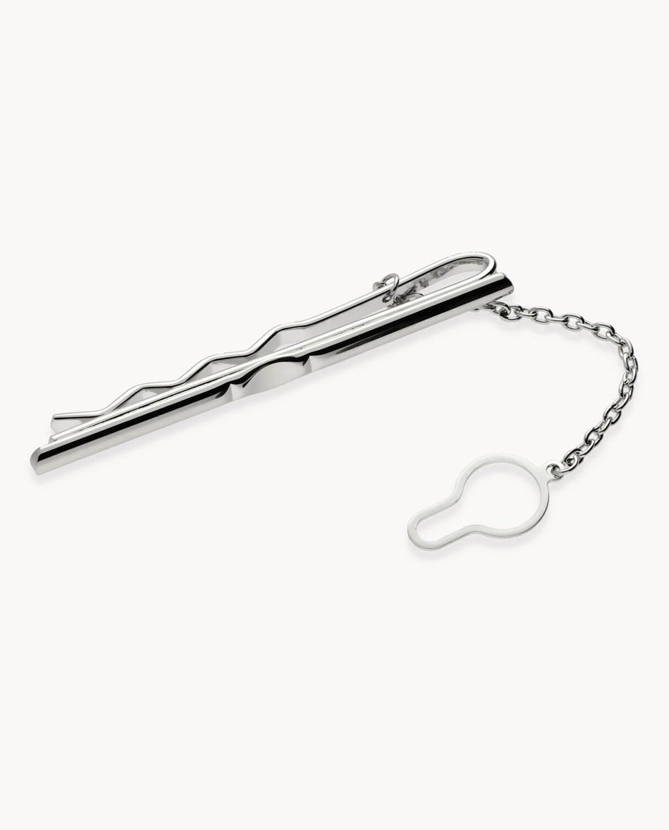 Imagen 1 de Pasador de corbata de hombre de metal rodiado Plata