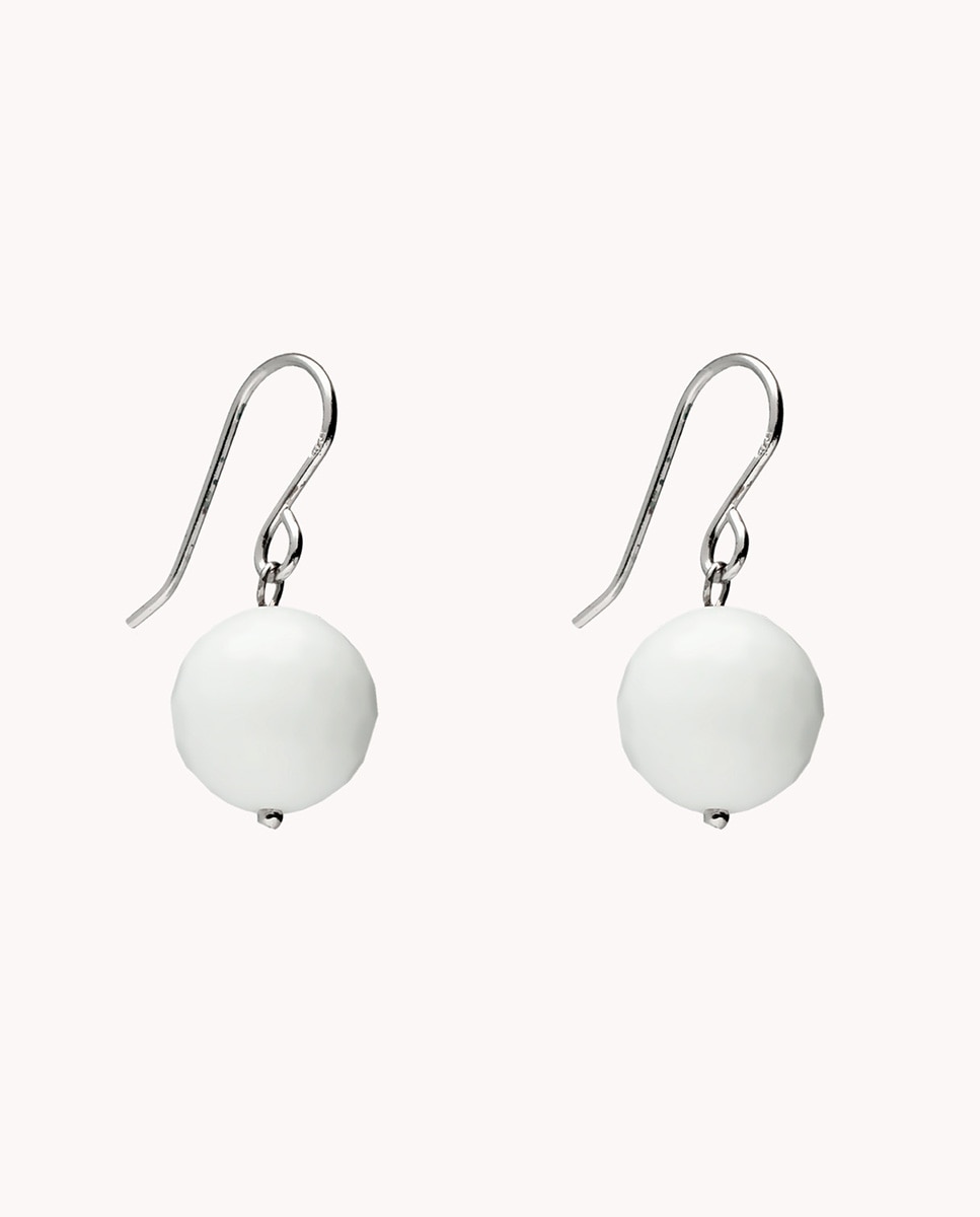 Pendientes Ágata blanca Nieve de plata bañada en rodio Blanco OKsilver Blanco-1