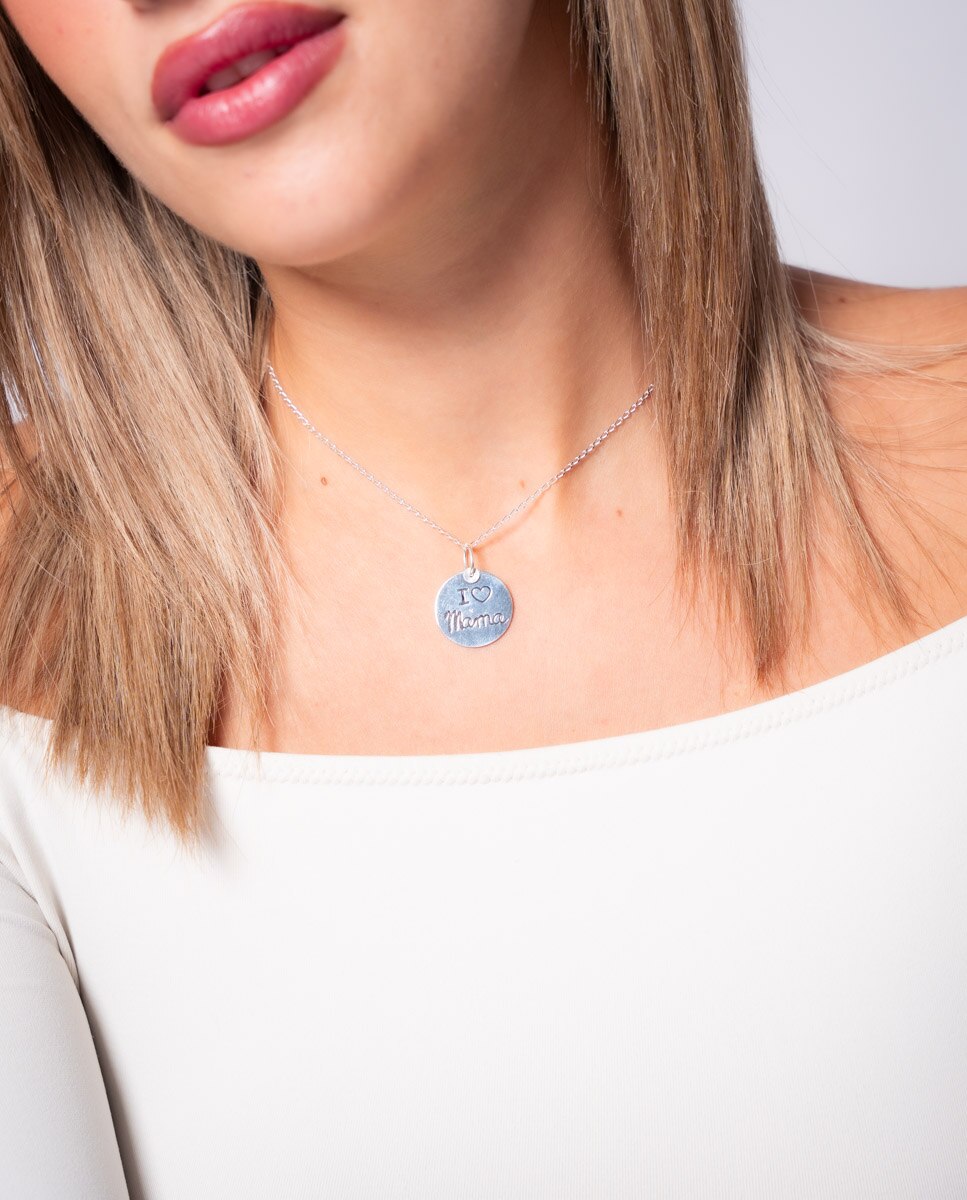 Colgante I Love Mamá En Placa de plata Plateado OKsilver Plateado-2