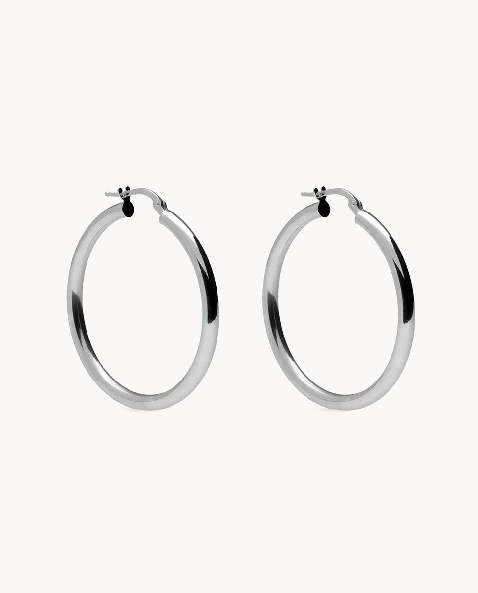Pendientes de aro de plata bañada en rodio - OKsilver - Plateado Plateado-1