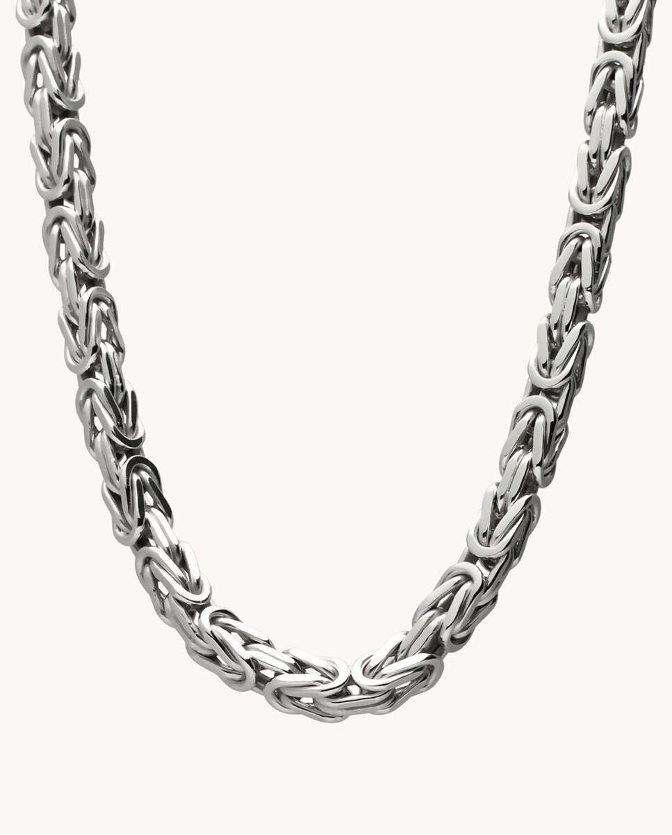 Cadena de hombre Bizantina 5 mm de plata bañada en rodio Plata-1