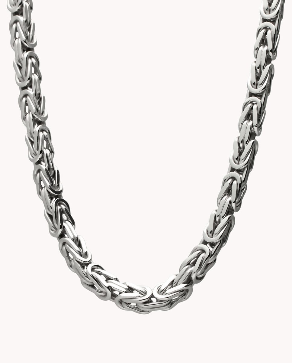 Cadena de hombre Bizantina 5 mm de plata bañada en rodio Plata-1