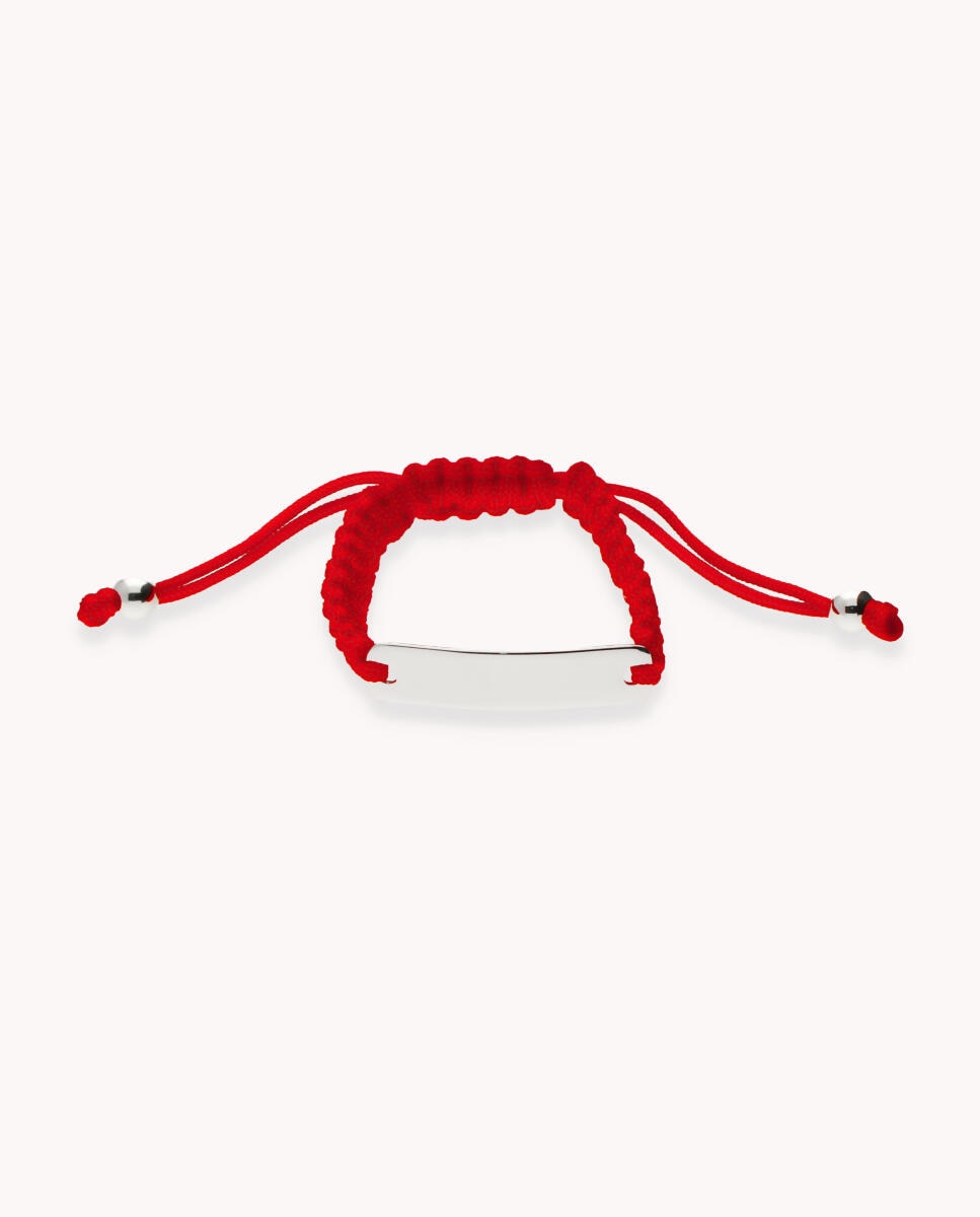 Pulsera esclava infantil macramé rojo de plata de ley 925 bañada en rodio - OKsilver - Rojo Rojo-1