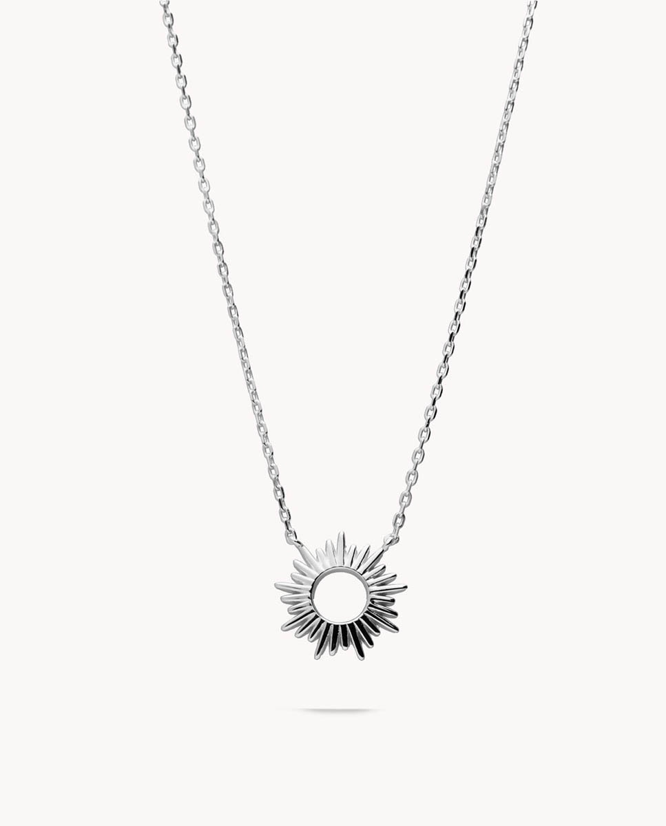 Collar sol étnico de plata bañada en rodio Plateado OKsilver Plateado-1