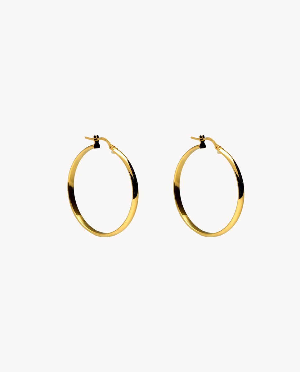 Pendientes de aro lía 10mm de plata de ley 925 bañada en - OKsilver - Oro Oro-1