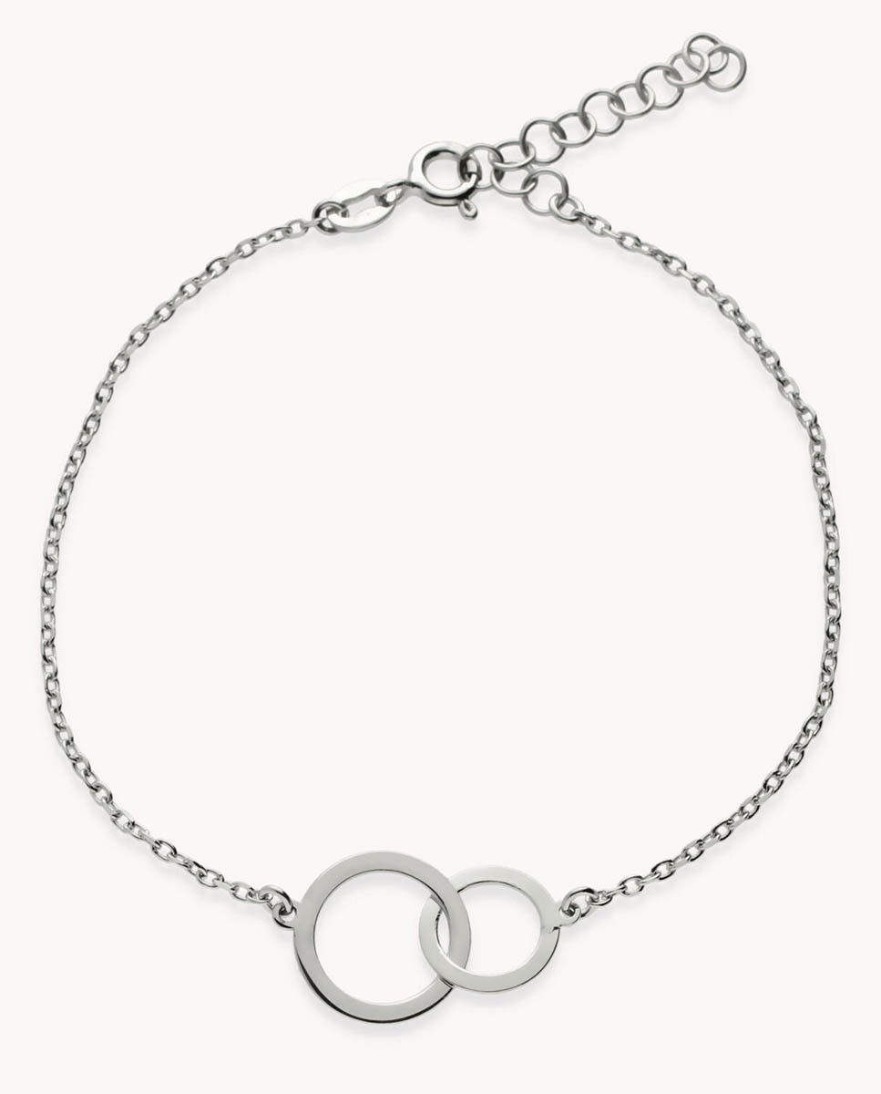 Pulsera de cadena doble karma unidos de plata de ley 925 bañada en rodio - OKsilver - Plata Plata-1