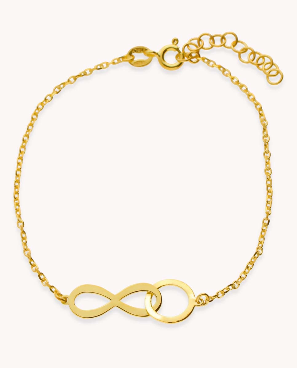 Pulsera de cadena infinito y karma lazos de plata de ley 925 bañada en - OKsilver - Oro Oro-1