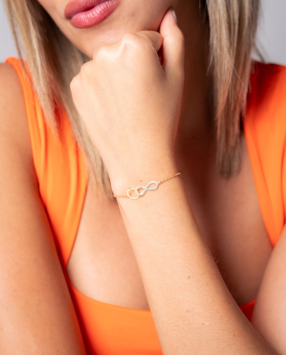Pulsera de cadena infinito y karma lazos de plata de ley 925 bañada en - OKsilver - Oro Oro-2
