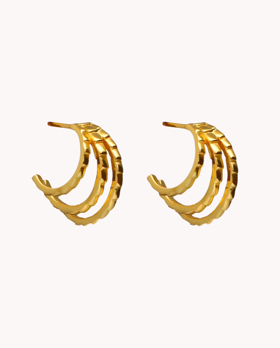 Pendientes de aro de plata bañada en oro Dorado OKsilver Dorado-1