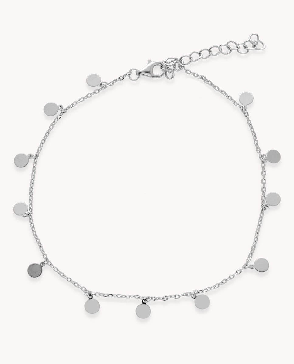 Imagen 1 de Tobillera Placky de plata bañada en rodio con chapitas - OKsilver - Plateado Plateado