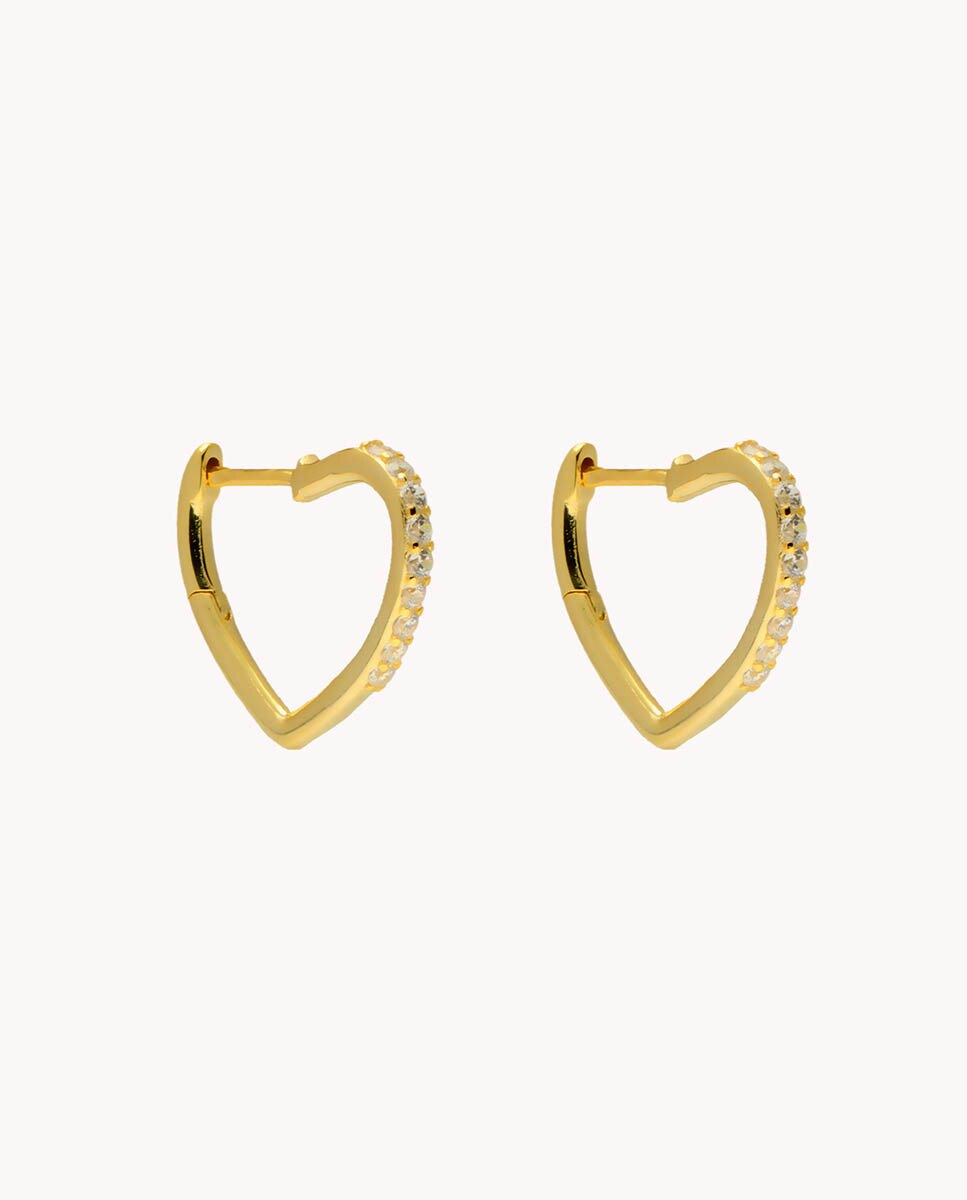 Pendientes de aro corazón Forma Kora de plata bañada en oro - OKsilver - Dorado Dorado-1