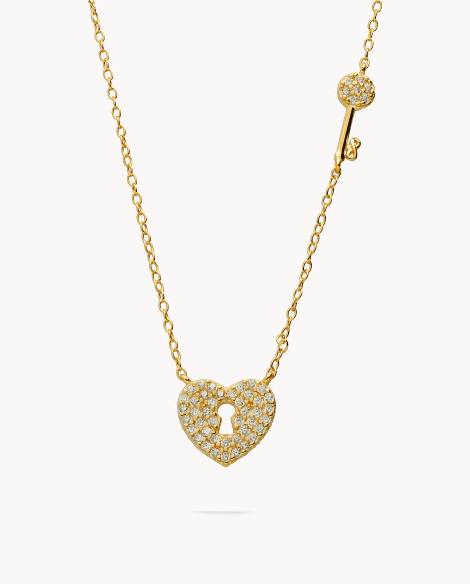 Collar corazón Candado de plata bañada en oro - OKsilver - Dorado Dorado-1