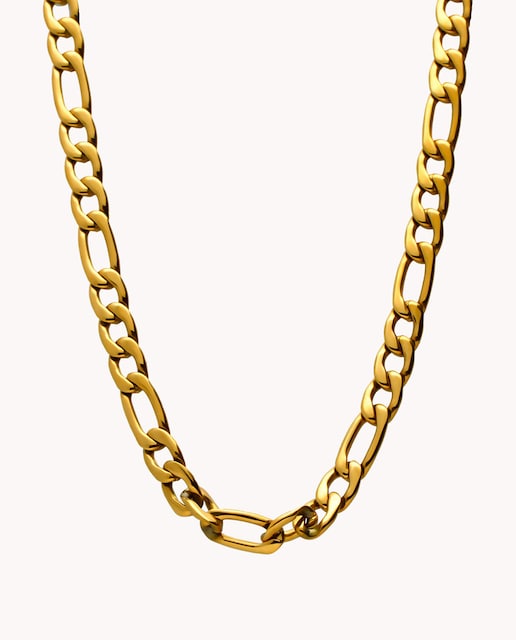 Imagen 0 de Cadena de hombre de acero bañado en oro