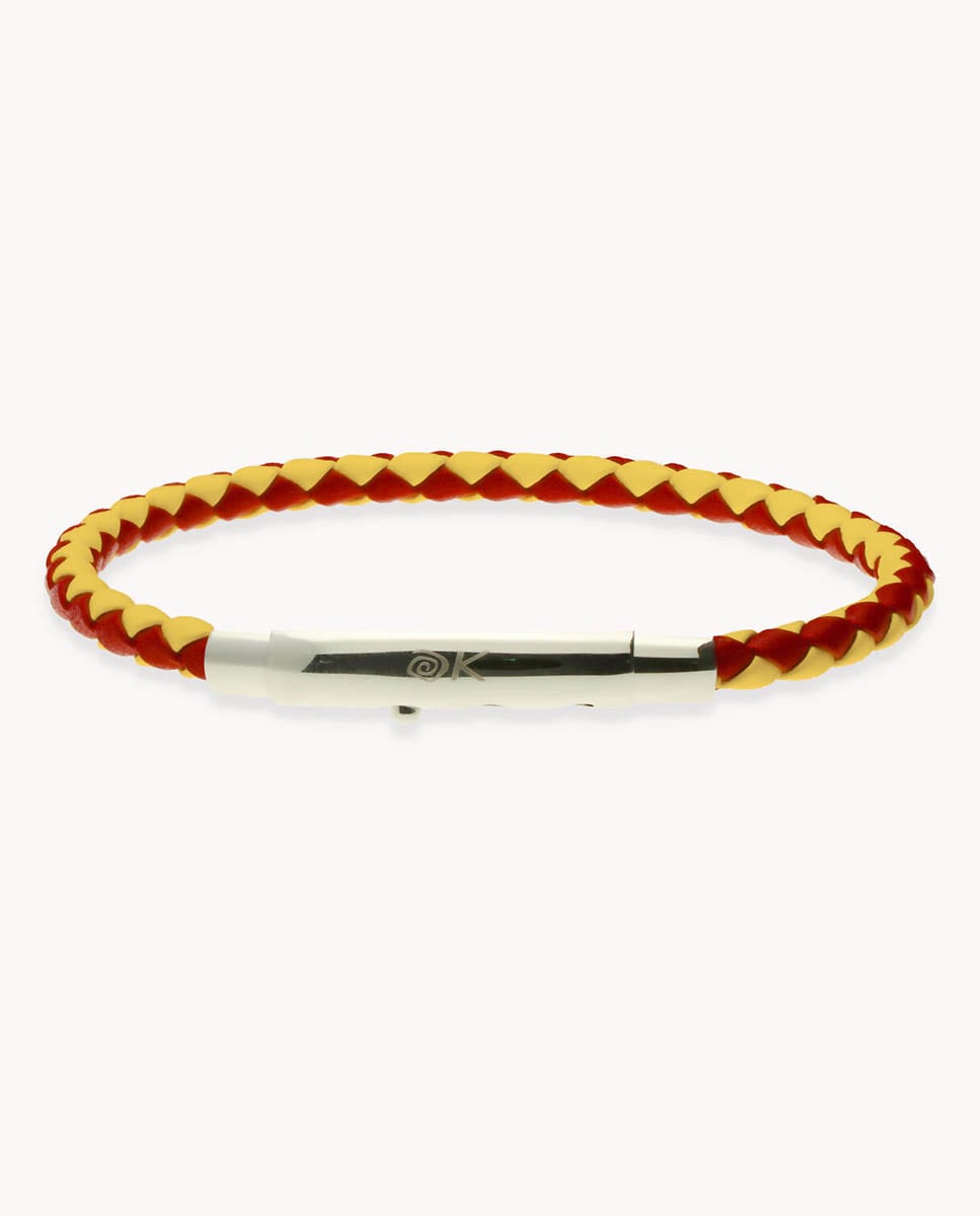 Pulsera de hombre Cuero trenzado España de acero inoxidable Multicolor-1