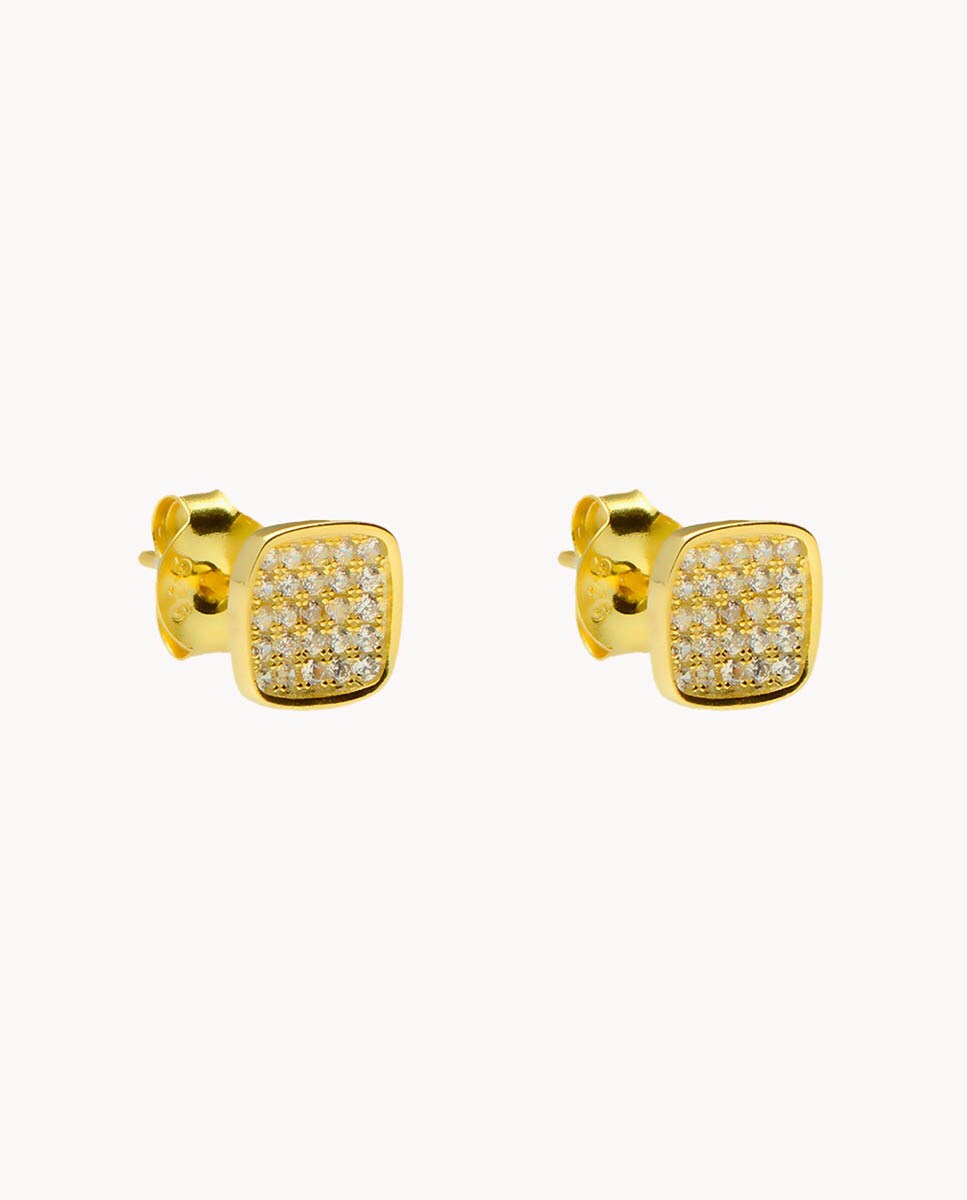 Pendientes cuadrado de plata bañada en oro Oro-1