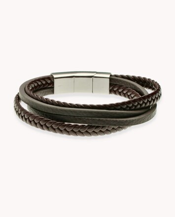 Pulsera De Piel Y Acero Para Hombre – Diseño Con Martillo Y Cierre Magnético