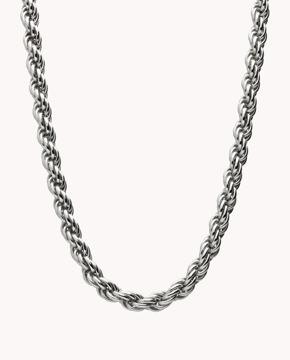 Imagen 0 de Cadena de hombre  cordón 5mm 50cm de plata de ley 925 bañada en rodio Plata