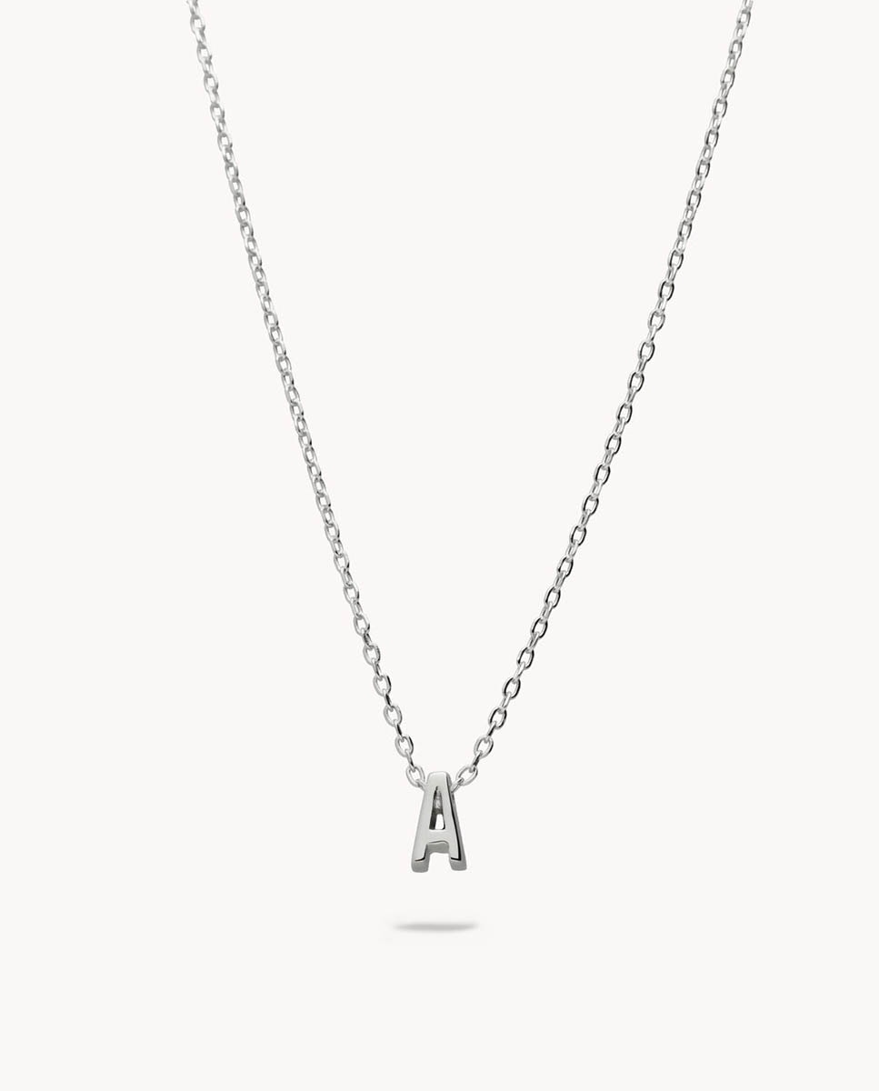 Collar Letra A de plata bañada en rodio - OKsilver - Plateado Plateado-1