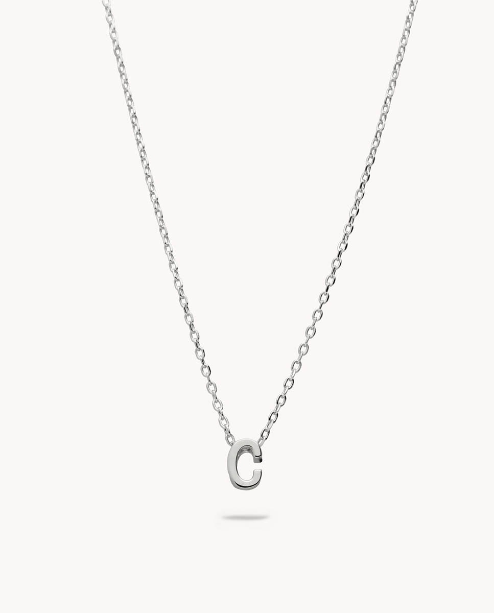 Collar Letra C de plata bañada en rodio - OKsilver - Plateado Plateado-1