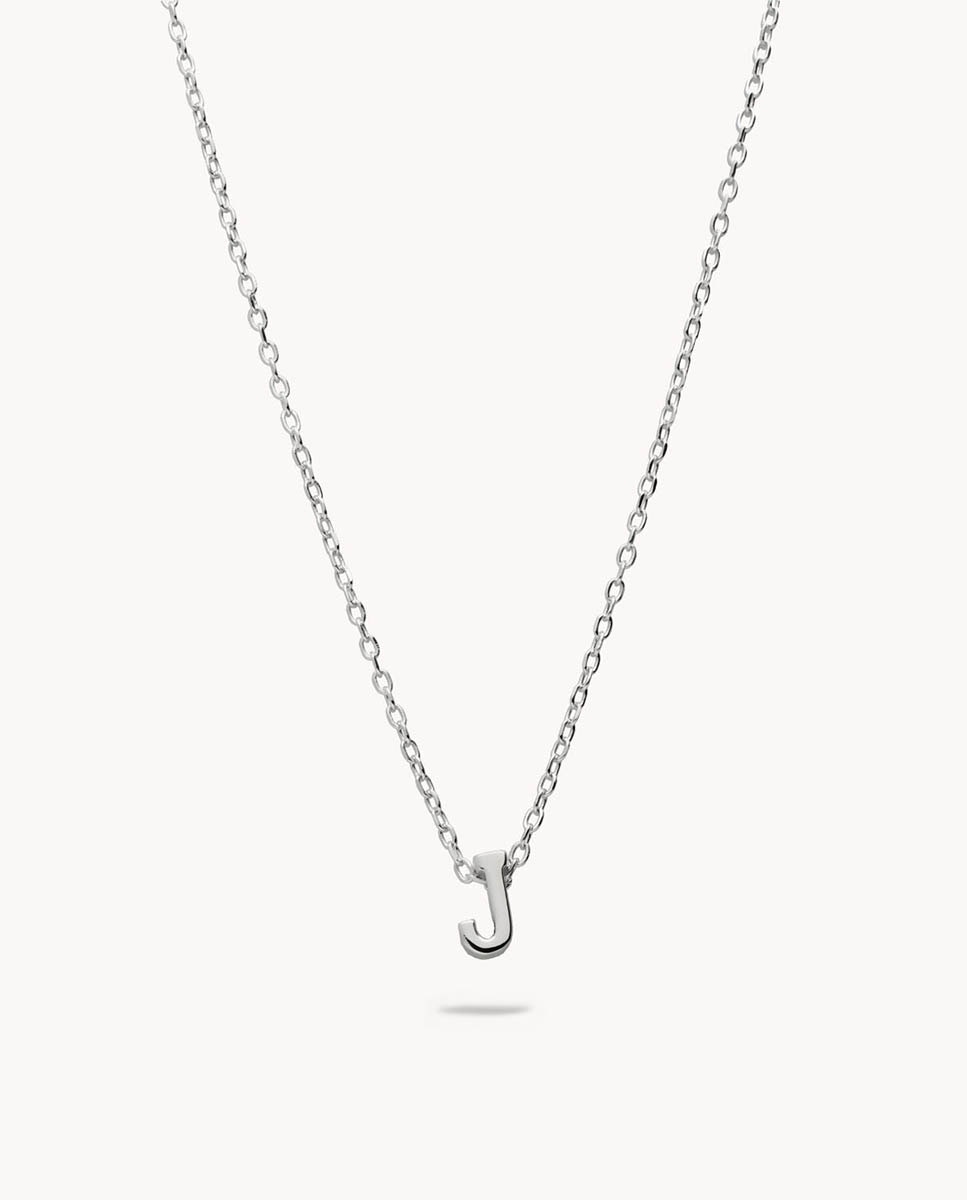 Imagen 1 de Collar Letra J de plata bañada en rodio - OKsilver - Plateado Plateado