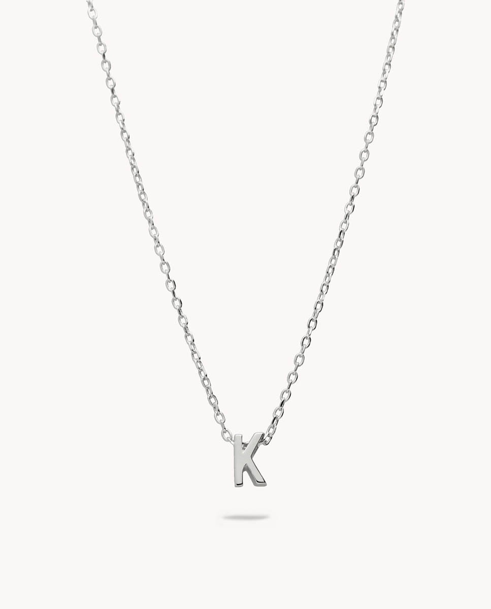 Collar Letra K de plata bañada en rodio - OKsilver - Plateado Plateado-1