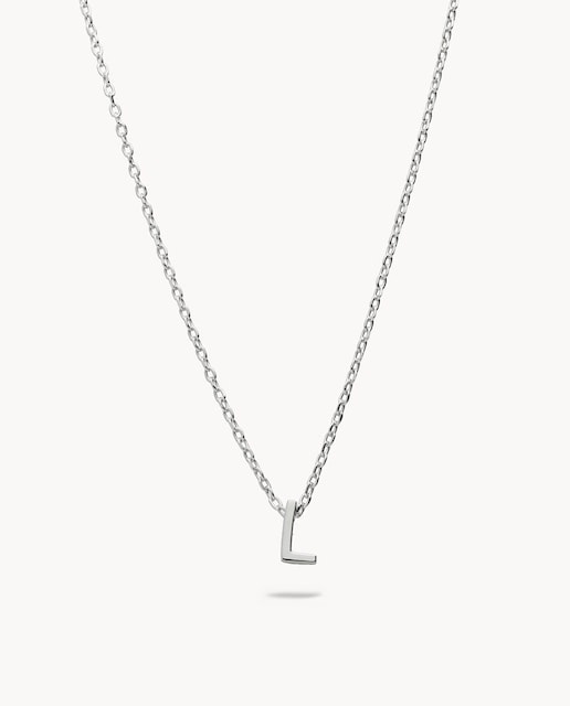 Imagen 0 de Collar Letra L de plata bañada en rodio