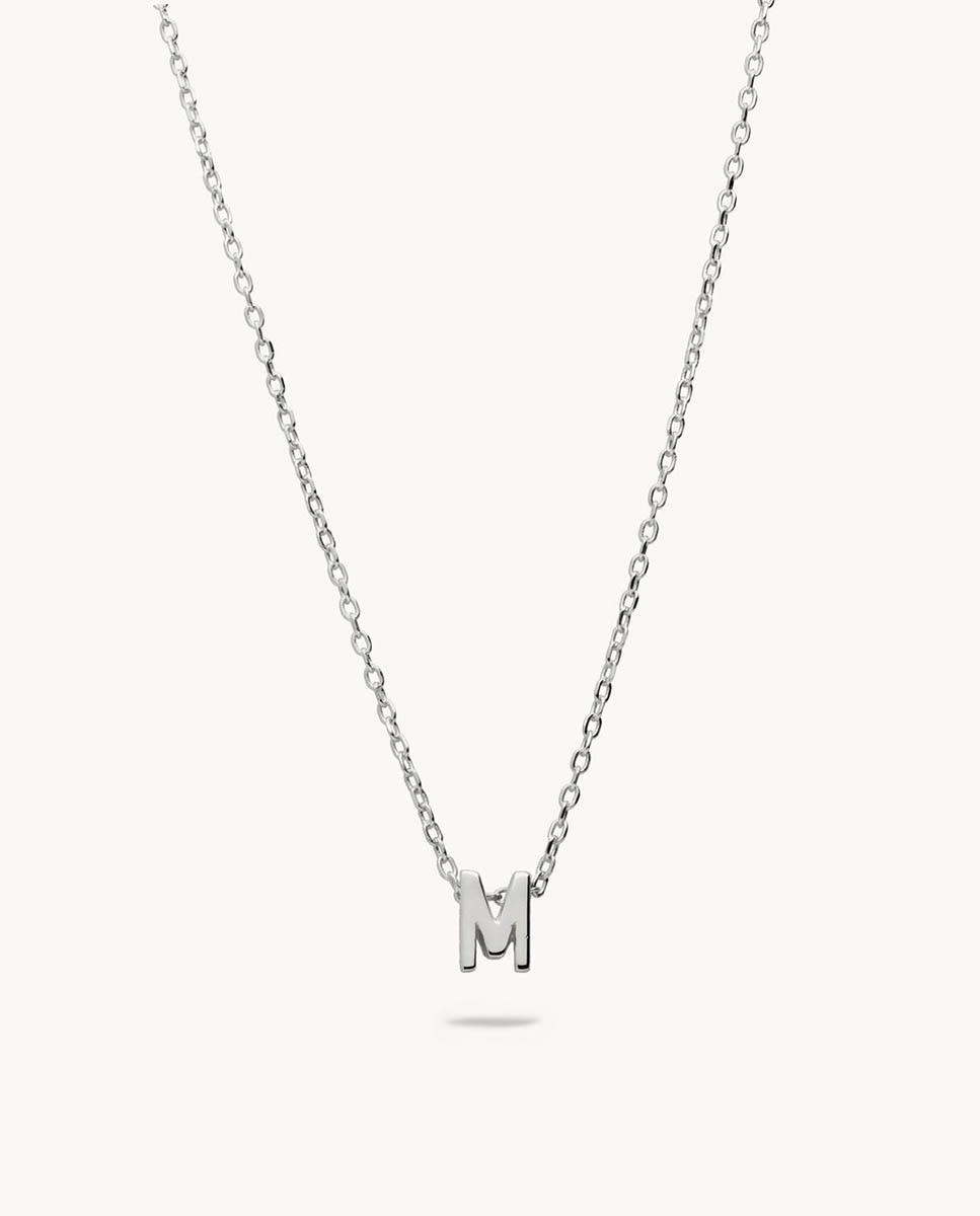 Collar Letra M de plata bañada en rodio - OKsilver - Plateado Plateado-1