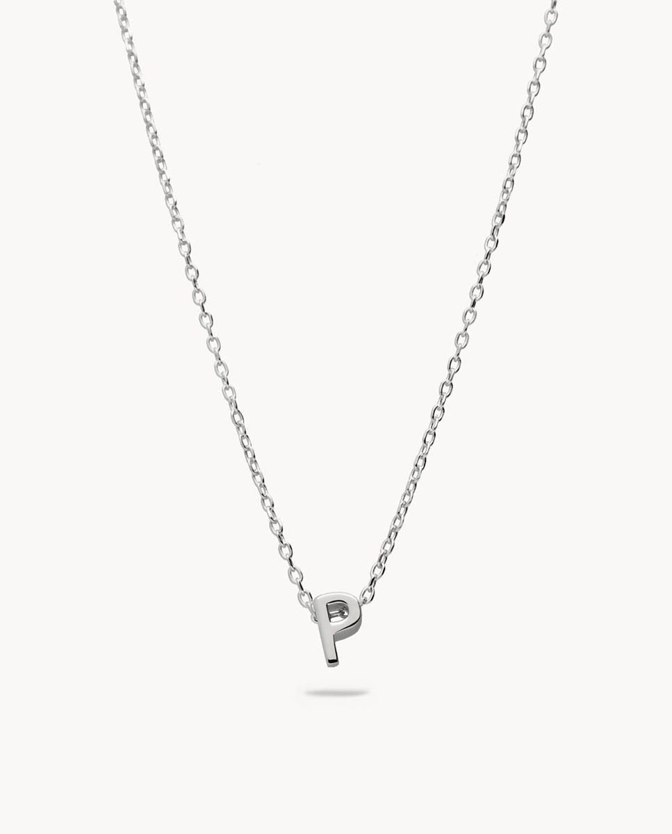 Collar Letra P de plata bañada en rodio - OKsilver - Plateado Plateado-1