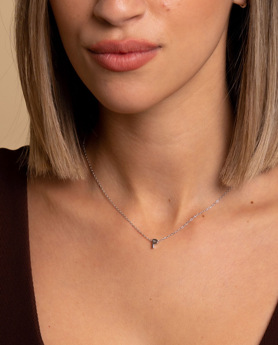 Collar Letra P de plata bañada en rodio - OKsilver - Plateado Plateado-2