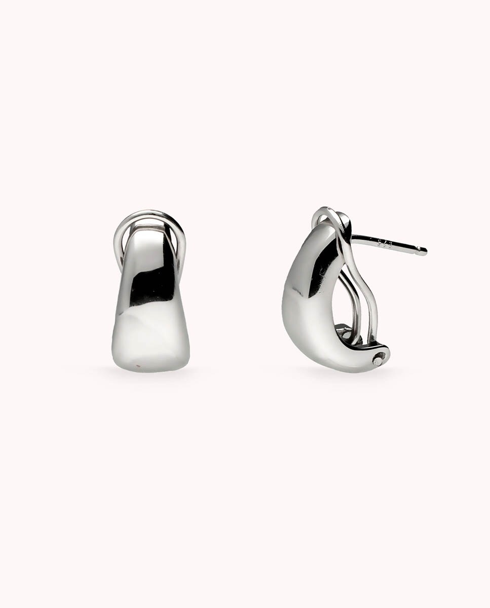 Pendientes Liso de plata bañada en rodio Plata-1