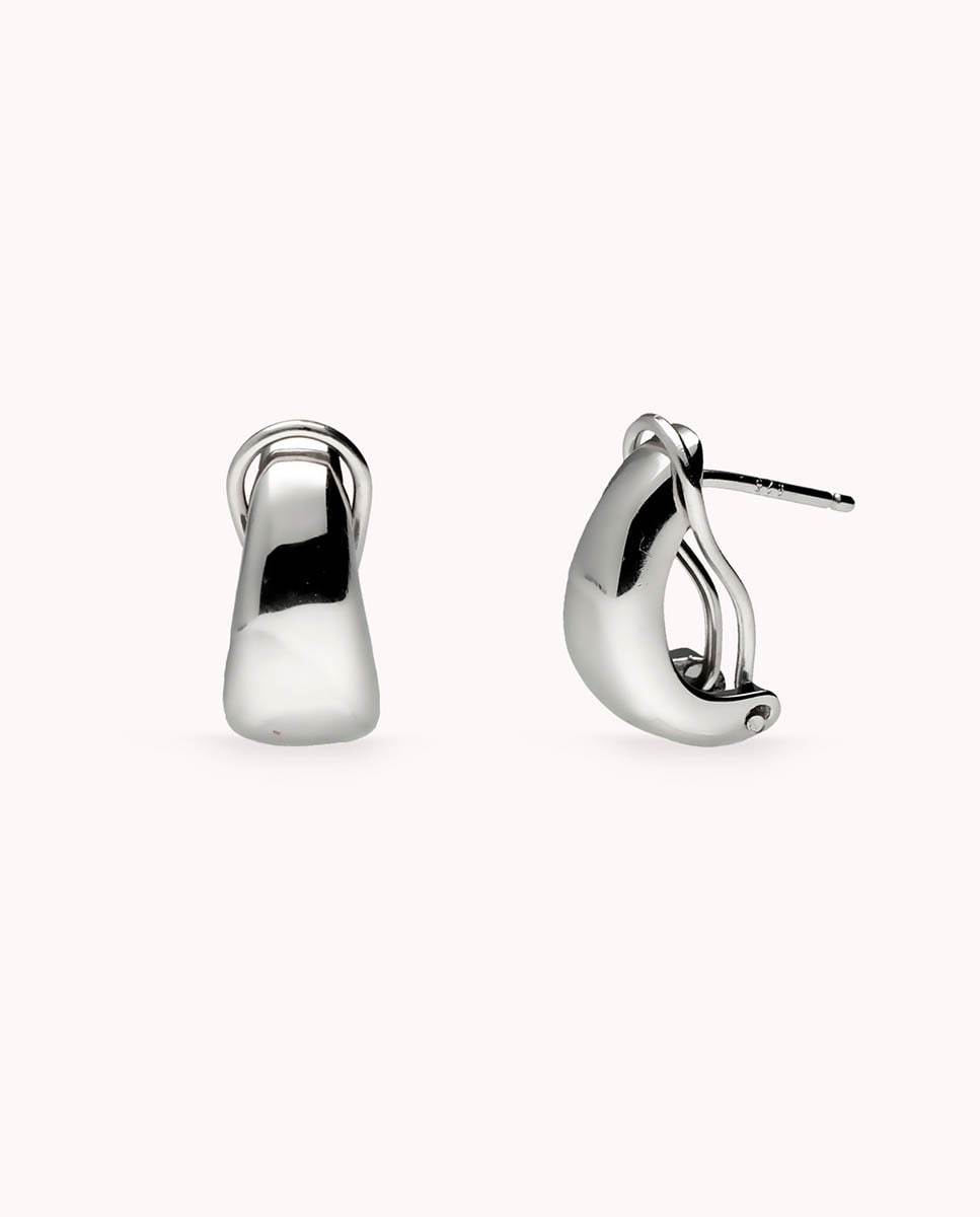 Pendientes Liso de plata bañada en rodio Plata-1