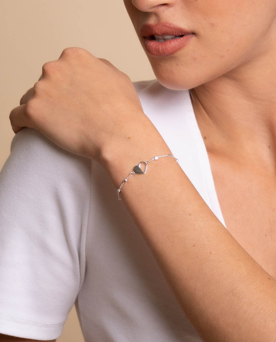 Pulsera corazón mitad de plata - OKsilver - Plateado Plateado-2
