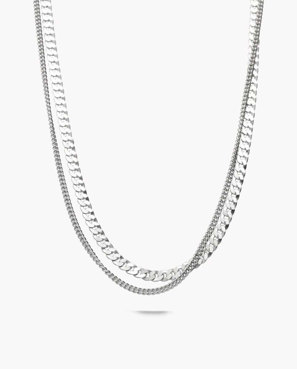 Collar cadenas múltiples de plata bañada en rodio - OKsilver - Plateado Plateado-1