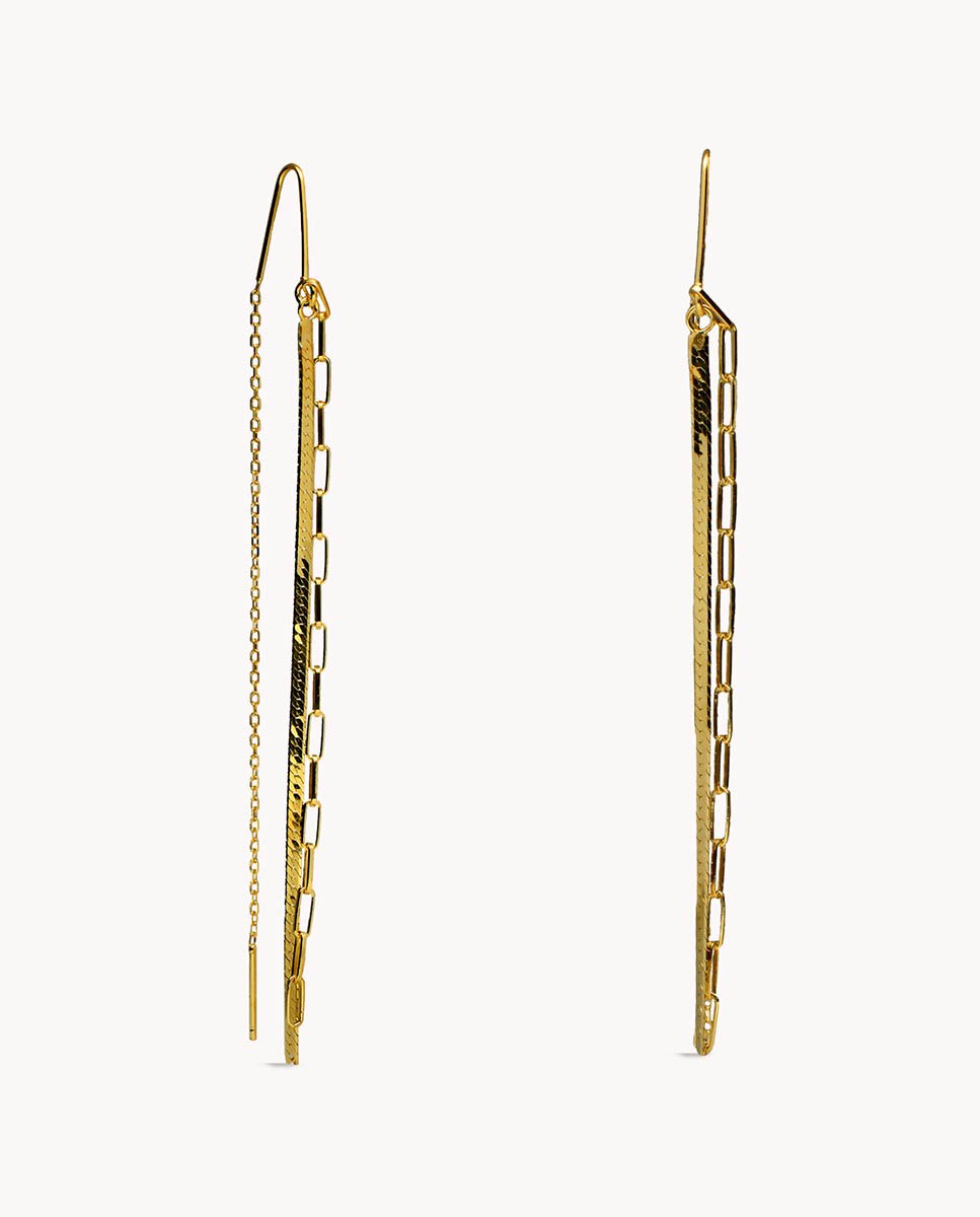 Pendientes largos Pasarela de plata bañada en oro - OKsilver - Dorado Dorado-1