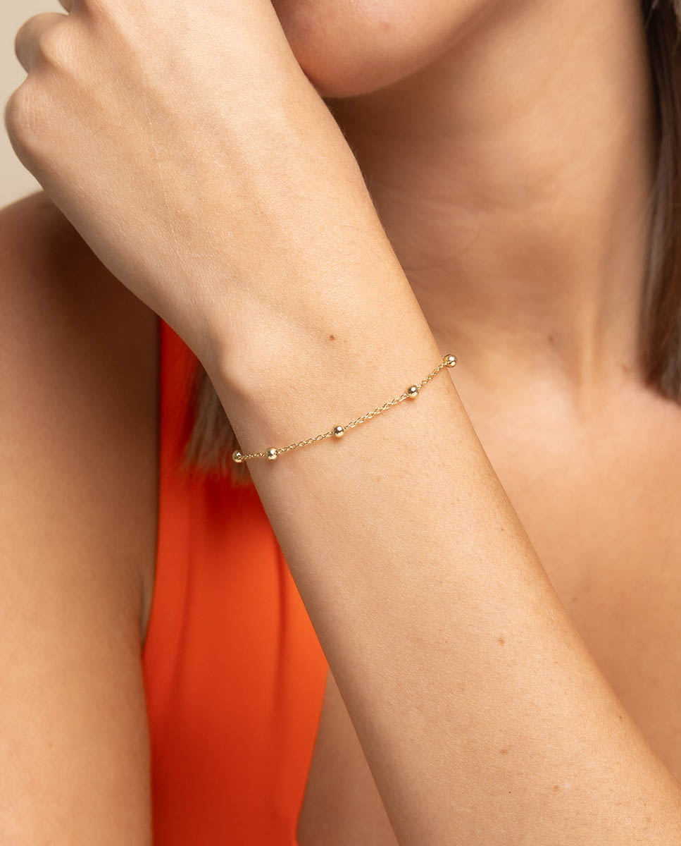 Pulsera día de plata bañada en oro - OKsilver - Dorado Dorado-2