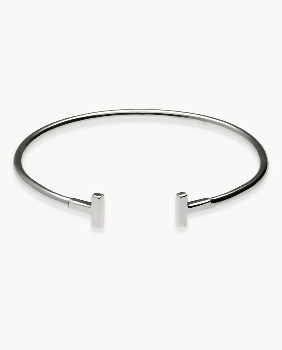 Pulsera brazalete enérgico de plata bañada en rodio - OKsilver - Plateado Plateado-1