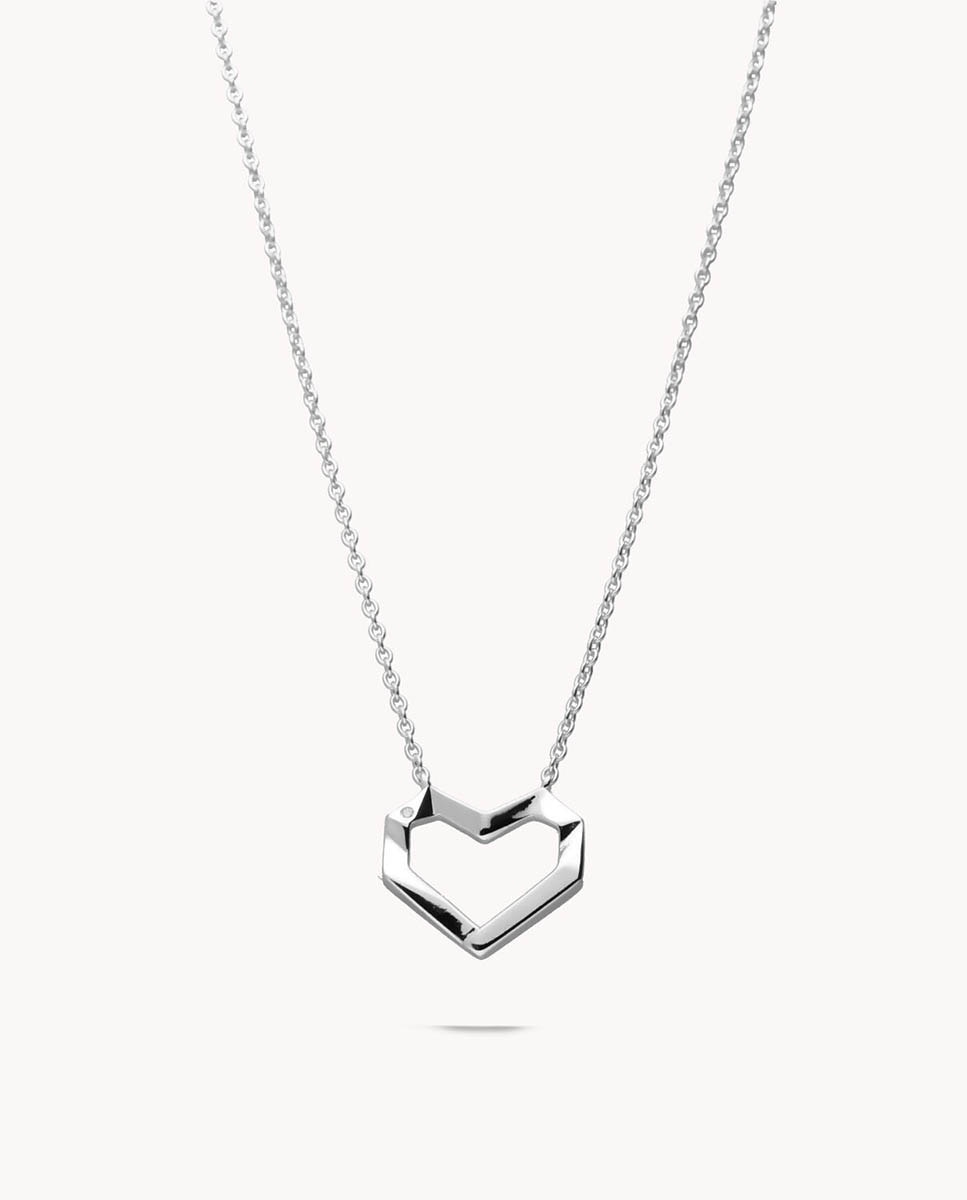 Collar corazón puntas de plata bañada en rodio - OKsilver - Plateado Plateado-1