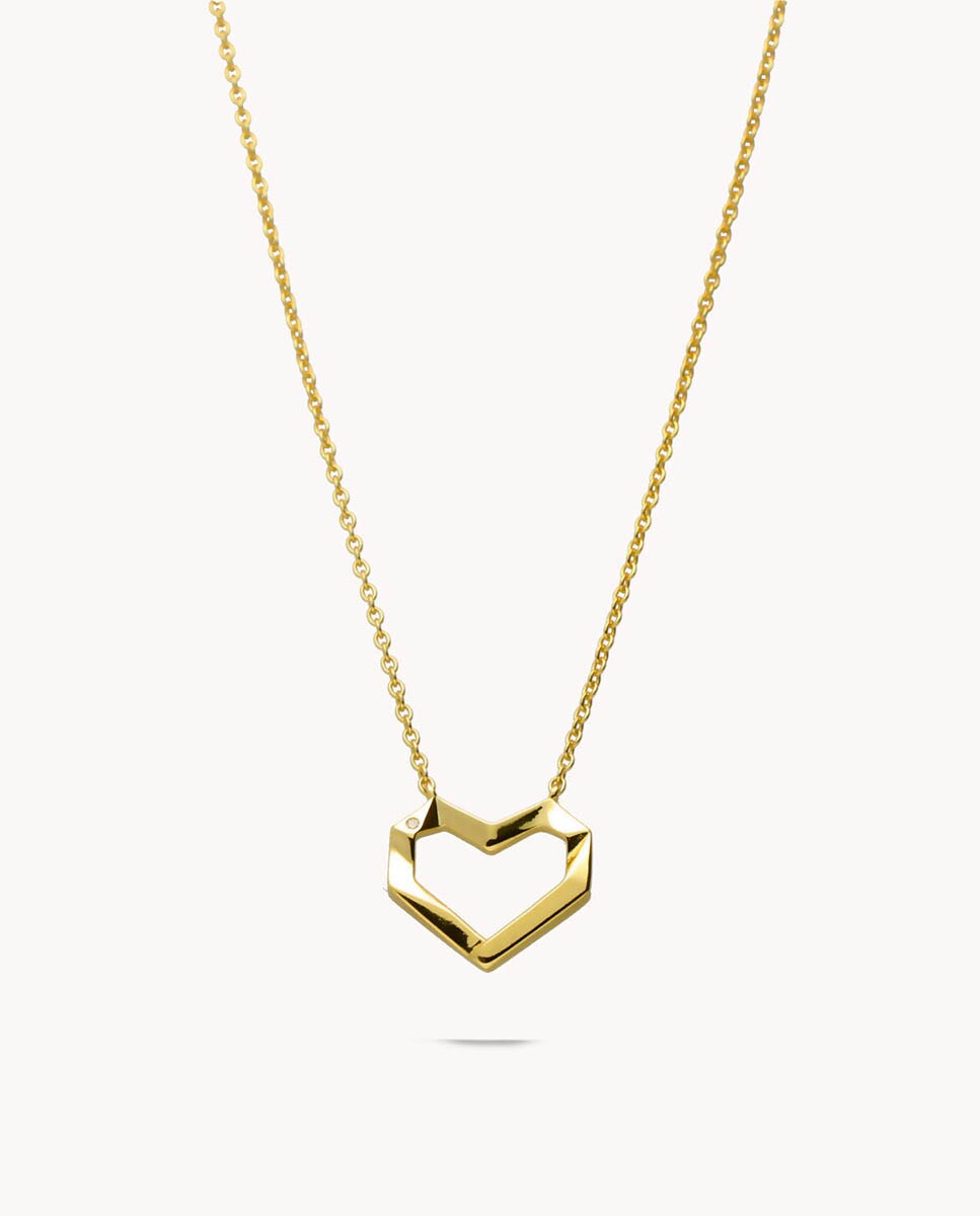 Collar corazón puntas de plata bañada en oro Oro-1