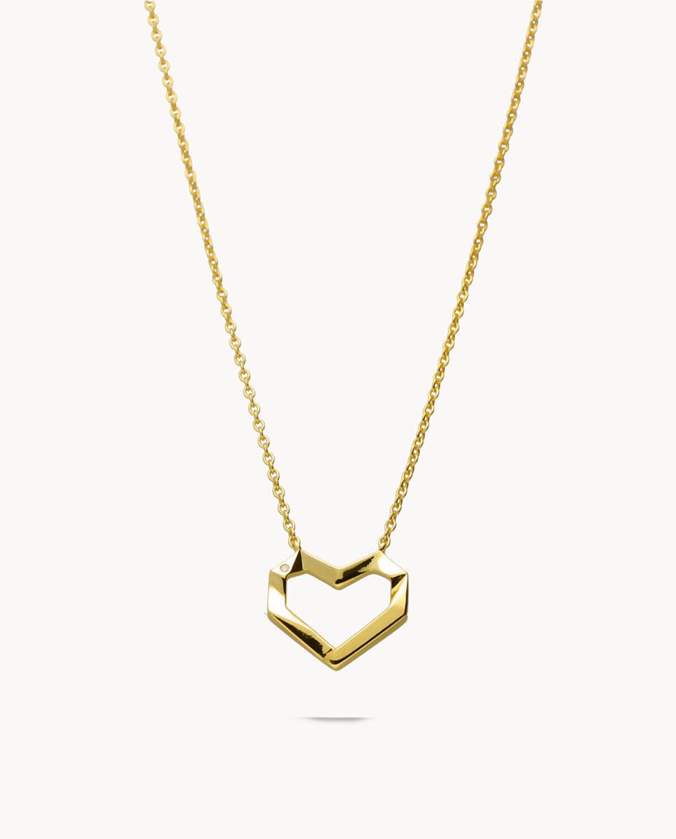 Collar corazón puntas de plata bañada en oro Oro-1
