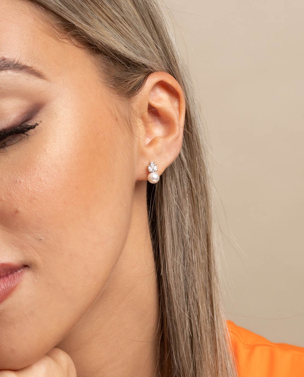 Pendientes Megan de plata bañada en rodio Plata-2