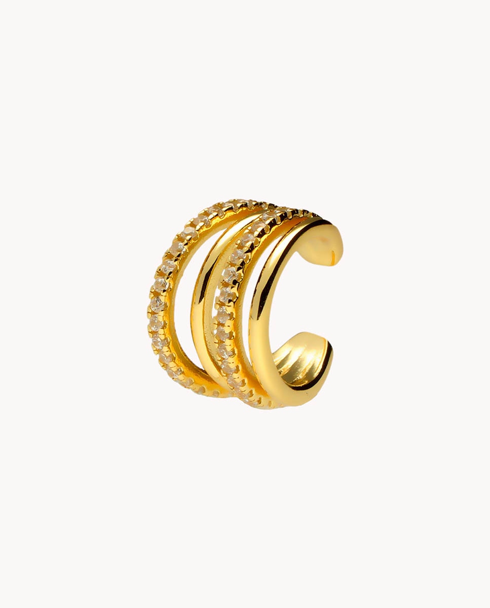 Imagen 1 de Pendiente individual ear cuff Filas de plata bañada en oro - OKsilver - Dorado Dorado