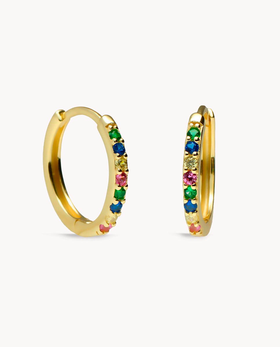 Pendientes de aro Emma de plata bañada en oro - OKsilver - Multicolor Multicolor-1