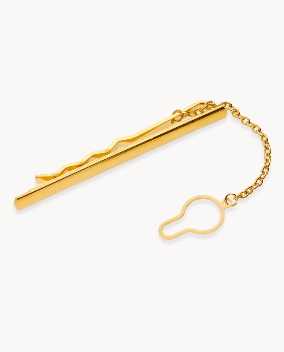 Imagen 1 de Pasador de corbarta liso de metal bañado en oro Oro
