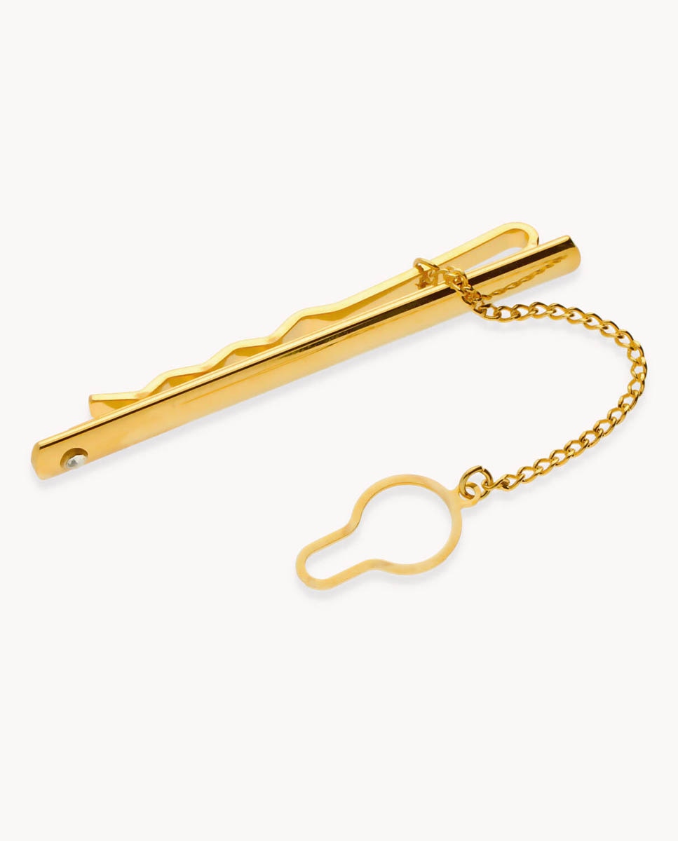 Imagen 1 de Pasador de corbata luz de metal bañado en oro Oro