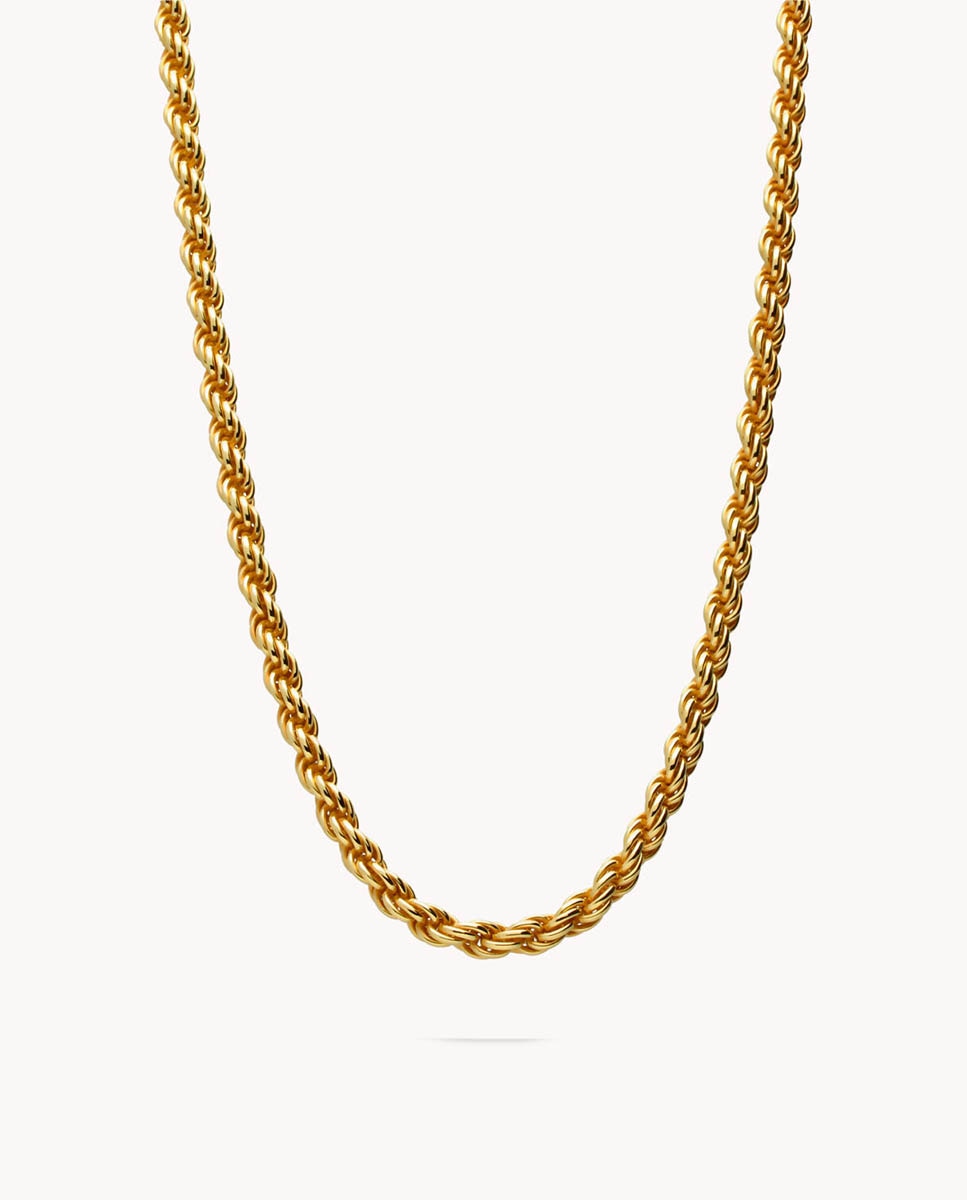 Imagen 0 de Cadena  cordón rizado 4 mm de plata de ley 925 bañada en oro Oro
