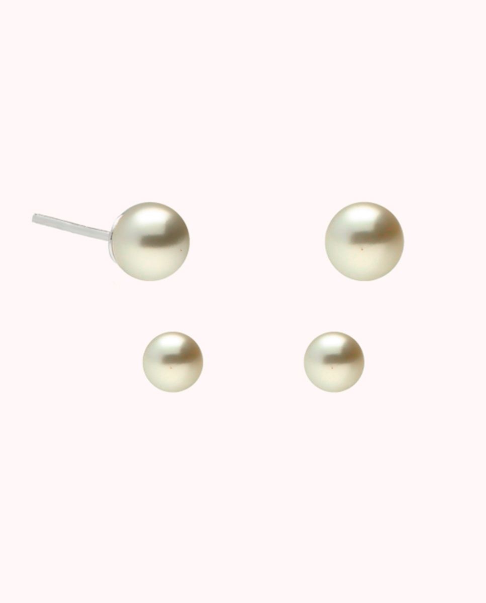 Imagen 0 de Set de cuatro pendientes perlas mini de plata de ley 925 Plata